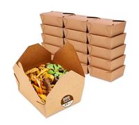 We Can Source It Ltd - No. 8 Kraft Cardboard Food Boxes with Folding Lids - Biodegradable Food Boxes - Takeaway Boxes for Restaurants - 49oz - Pack of 50