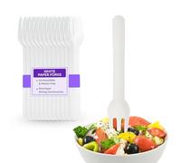 We Can Source It Ltd - Pack of 500 White Paper Forks - Durable Disposable Cutlery - 158mm Heavy Duty Forks for Parties, Weddings & Events, Hot & Cold Food