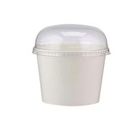 We Can Source It Ltd Plain White Ice Cream Scoop Paper Cups/Dessert Cups 4oz - Pack of 50 Tubs - with Lids