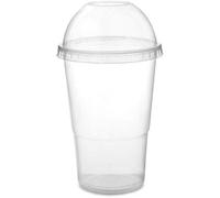 We Can Source It Ltd - Plastic Smoothie Cups 12oz 340ml with Dome Lids - Durable Drinkware for Cold Drinks, Smoothies, Milkshakes - Break Resistant & Disposable - Home, Café, Travel Use - Pack of 10