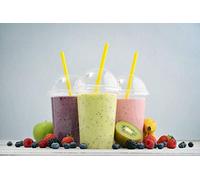 16oz/470ml Plastic Smoothie Cups with Dome Lids- Ideal for Iced Drinks, Smoothies, Juices, Milkshakes, Cold Coffee - 100% Recyclable - 50 Pack