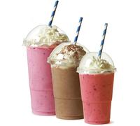 We Can Source It Ltd - Plastic Smoothie Cups 20oz 568ml with Dome Lids - Durable Drinkware for Cold Drinks, Smoothies, Milkshakes - Break Resistant & Disposable - Home, Cafe, Travel - Pack of 100