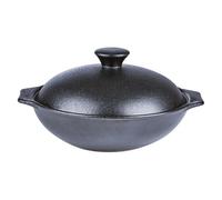 We Can Source It Ltd Porcelain Cast Iron Effect Wok Bowl with Lid 580ml (20oz), Restaurant & Catering Tableware Serving Dish - Oven, Microwave & Dishwasher Safe