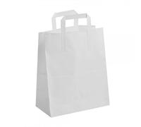 We Can Source It Ltd - Rectangular White SOS Kraft Paper Bags with Tape Handles - Large Food Carrier Bags - Disposable Bag for Takeaway, Grocery, Retail, Boutique and Gift Shops - Pack of 250