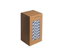 We Can Source It Ltd - Recyclable Straws - Dark Blue & White Striped Paper Straws - Biodegradable - for Cocktails, Tumblers - Drinking, Birthday Party, Christmas Party Dessert Straws - 8" Pack of 250