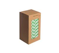 We Can Source It Ltd - Recyclable Straws - Dark Green & White Striped Paper Straws - Biodegradable - for Cocktails, Tumblers - Drinking, Birthday Party, Christmas Party Dessert Straws - 8" Pack of 250