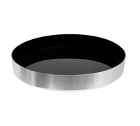 We Can Source It Ltd - Round Brushed Aluminium Effect Non Slip Tray 13" Dia Black Serving Tray Bar