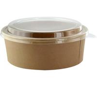 We Can Source It Ltd - Round Kraft Paper Bowls 500ml with Lids - Disposable Cardboard Salad & Deli Containers for Takeaway, Catering, and Street Food - Secure Fit for Fresh Food Storage - Pack of 900