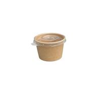 We Can Source It Ltd - Round Kraft Sauce Portion Pots 6oz with Plastic Lids - Durable Cardboard Food Containers for Sauces, Dips & Dressings - Ideal for Takeaway & Restaurant Use - Pack of 100
