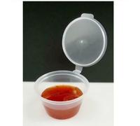 We Can Source It Ltd - Round Plastic Containers with Hinged Lids 2oz(60ml) - Food Grade Sauce Cups for Hot and Cold Storage, Freezing, Takeaway - Stackable, Microwave and Dishwasher Safe - Pack of 500