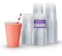 We Can Source It Ltd - rPET Plastic Smoothie Cups 12oz Without Lids - Clear Cold Drink Cups for Milkshakes, Frappes, Iced Coffee & Juices - Strong Tumblers for Cafes and Takeaways - Pack of 100