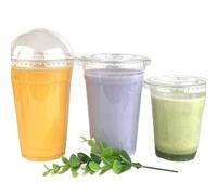 We Can Source It Ltd - rPET Plastic Smoothie Milkshake Cups 20oz - 200 Pack Dome Lid (with Hole)