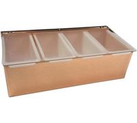 We Can Source It Ltd - Stainless Steel Condiment Holder 4 Part with Copper-Plated Finish and Lid - Ideal for Organising Sauces, Garnishes & Toppings - Ideal for Bars, Restaurants & Home Kitchens