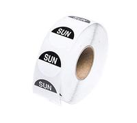 We Can Source It Ltd - Sunday Day Dots Food Labels (Black) - 1000 Removable Self-Adhesive Stickers with Dispenser Box - Food Rotation & Hygiene Labels for Kitchens, Restaurants & Catering