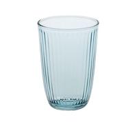We Can Source It Ltd Tall Ribbed Drinking Glasses, 395ml Soda-Lime Glassware for Water Gin Juice Cocktail Drinking Glasses, Pack of 6 (Blue)