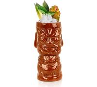 We Can Source It Ltd Tiki Ceramic Cocktail Mugs, Decorative Polynesian Style Drinkware, Assorted Designs (360ml Molokai Mug)