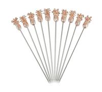 We Can Source It Ltd - Tiki Pineapple Design Cocktail Garnish Picks - Copper Plated Sticks - Pack of 10