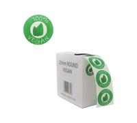 We Can Source It Ltd - Vegan Food Labels/Stickers - 5000 x 25mm Round Labels on Roll in Handy Dispenser - Food Safe, EHO Approved, Easy Peel, Freezer Safe - Ideal for Kitchens & Catering