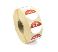 We Can Source It Ltd - Wednesday Day Dots Food Labels (Red) - 1000 Removable Self-Adhesive Stickers with Dispenser Box - Food Rotation & Hygiene Labels for Kitchens, Restaurants & Catering