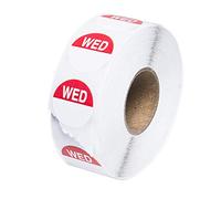We Can Source It Ltd - Wednesday Day Dots Food Labels (Red) - 1000 Removable Self-Adhesive Stickers with Dispenser Box - Food Rotation & Hygiene Labels for Kitchens, Restaurants & Catering