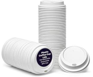 We Can Source It Ltd - White 8oz Re-Usable Sip-Through Lids for Paper Coffee Cups 80mm - Secure Fit and Spill Protection - Ideal for Coffee, Hot Drinks - Perfect for Events and Offices - Pack of 100