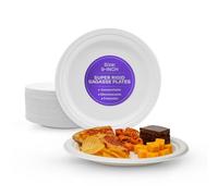 We Can Source It Ltd - White Bagasse Plates 9 Inch with Super Rigid Design - Ideal for Parties, Picnics and Events - Microwave and Freezer Safe Disposable Plates for Hot and Cold Food - Pack of 250