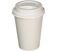 We Can Source It Ltd - White Paper Coffee Cups 12oz with Sip Lids - Strong Single Wall Cups for Hot Drinks, Tea & Coffee on The Go - Ideal for Cafes, and Events - Smooth Plain Design - Pack of 100