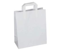 We Can Source It Ltd - White SOS Kraft Paper Bags with Tape Handles - Business Priority Large-Size Food Carrier Bags - Packaging Bags for Boutiques, Takeaway, Catering Retail - Pack of 50