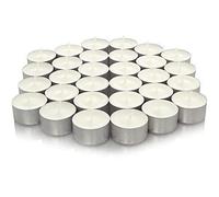 We Can Source It Ltd - White Tea Light Candles with Cup Holder - Safe 8 Hours Burn Smokeless Wax Tea Lights, Europe Made - Unscented Candles Hospitality for Christmas, Wedding, Events - Pack of 50
