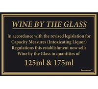 We Can Source It Ltd - Wine by The Glass Law Sign 170 x 110mm with Legal Drink Measures 125ml & 175ml - Modern Bar and Restaurant Display - Durable Signage for Licensed Premises