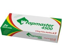 We Can Source It Ltd - Wrapmaster 4500 Cling Film Refill Rolls 450mm x 300m | Professional Catering Food Wrap - Strong Plastic Stretch PVC Film for Food Storage, Kitchen, Restaurant, Catering - Roll of 3