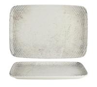 We Can Source It Serenity Rectangular Platter Pack of 6 | Large 33x23cm Porcelain Serving Plate for Mains & Sharing | Concentric Textured Finish | Microwave & Dishwasher Safe