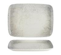 We Can Source It Serenity Rectangular Platter Pack of 6 | Porcelain 27x20cm Serving Plates for Starters & Sharing | Concentric Textured Finish | Microwave & Dishwasher Safe