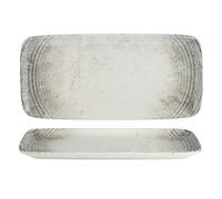 We Can Source It Serenity Rectangular Platter Set of 6 | Porcelain 34x16cm Serving Plates for Sharing & Buffet | Concentric Textured Finish | Microwave & Dishwasher Safe