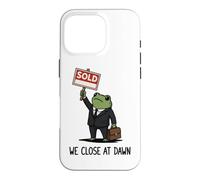 We Close At Dawn Broker Funny Frog Meme Real Estate Agents Case for iPhone 16 Pro