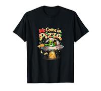 We Come in Pizza Cute UFO Alien Chef Pizza Pun T-Shirt