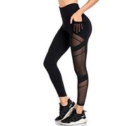 WE CUFFLLE Women's Leggings Mesh Yoga Pants, Black, S