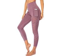 WE CUFFLLE Women's Mesh High Waist Leggings Yoga Pants with Pockets Tummy Control 4 Way Stretch Workout Yoga Leggings - pink - Medium