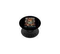 We Design At Dawn Coding Cat Programmer Humor PopSockets Adhesive PopGrip