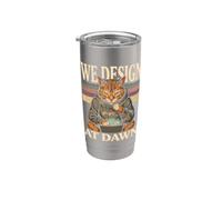 We Design At Dawn Coding Cat Programmer Humor Stainless Steel Insulated Tumbler