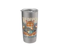 We Design At Dawn Coding Cat Programmer Humor Stainless Steel Insulated Tumbler