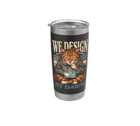 We Design At Dawn Coding Cat Programmer Humor Stainless Steel Insulated Tumbler