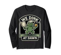 We Dink At Dawn Funny Toad Pickleball Retro Graphic Long Sleeve T-Shirt