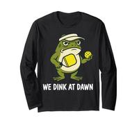 We Dink At Dawn Grumpy Frog Pickleball Player Humor Long Sleeve T-Shirt