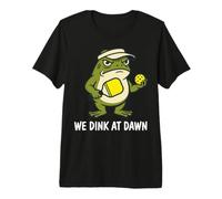 We Dink At Dawn Grumpy Frog Pickleball Player Humor Premium T-Shirt