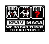 We Do Bad Things To Bad People Sign Metal Tin Signs, Poster for Home/Boxing Club/Fighting Martial/Garages/Man Cave Wall Decor Plaque Sign 12x8 Inch