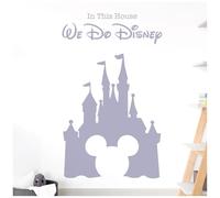 We Do Magic - Fairy Castle, Mickey Mouse Inspired - Children's Playroom Vinyl Wall Decal Sticker [Large] [Light Grey]