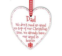 We don't need an angel on top of our Christmas tree Memory Plaque Heart Christmas Bauble Memorial Xmas Tree Decoration (Dad)