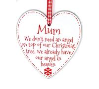 We don't need an angel on top of our Christmas tree Memory Plaque Heart Christmas Bauble Memorial Xmas Tree Decoration (Mum)