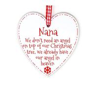 We don't need an angel on top of our Christmas tree Memory Plaque Heart Christmas Bauble Memorial Xmas Tree Decoration (Nana)